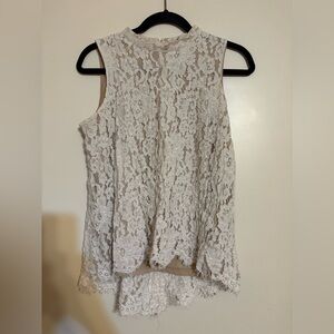 Rose & Olive Cream Lace Sleeveless Top